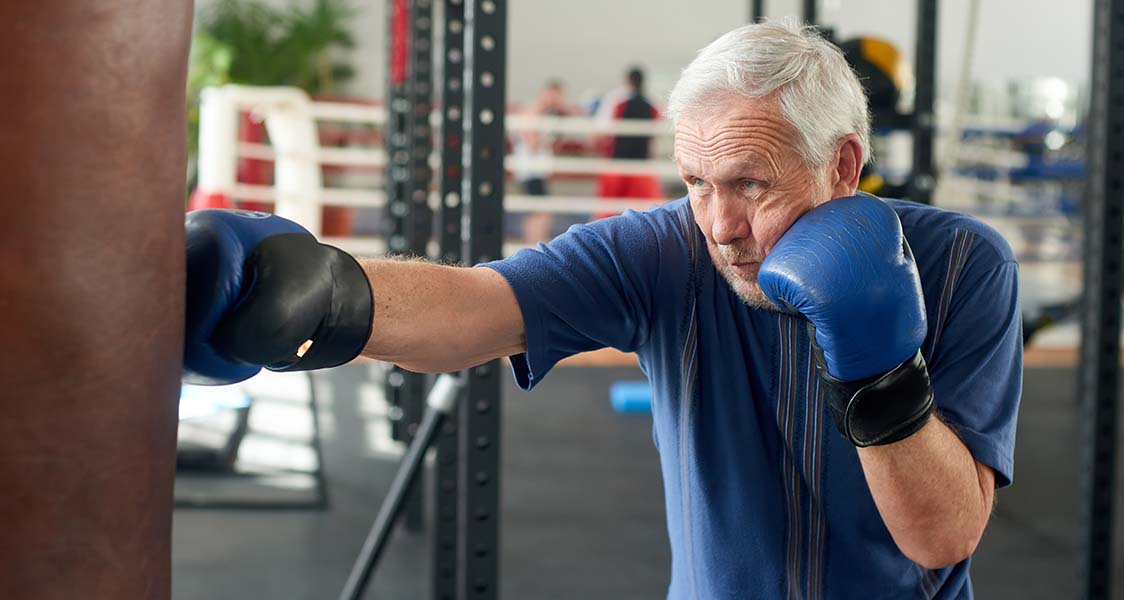 Parkinson's patient boxing.