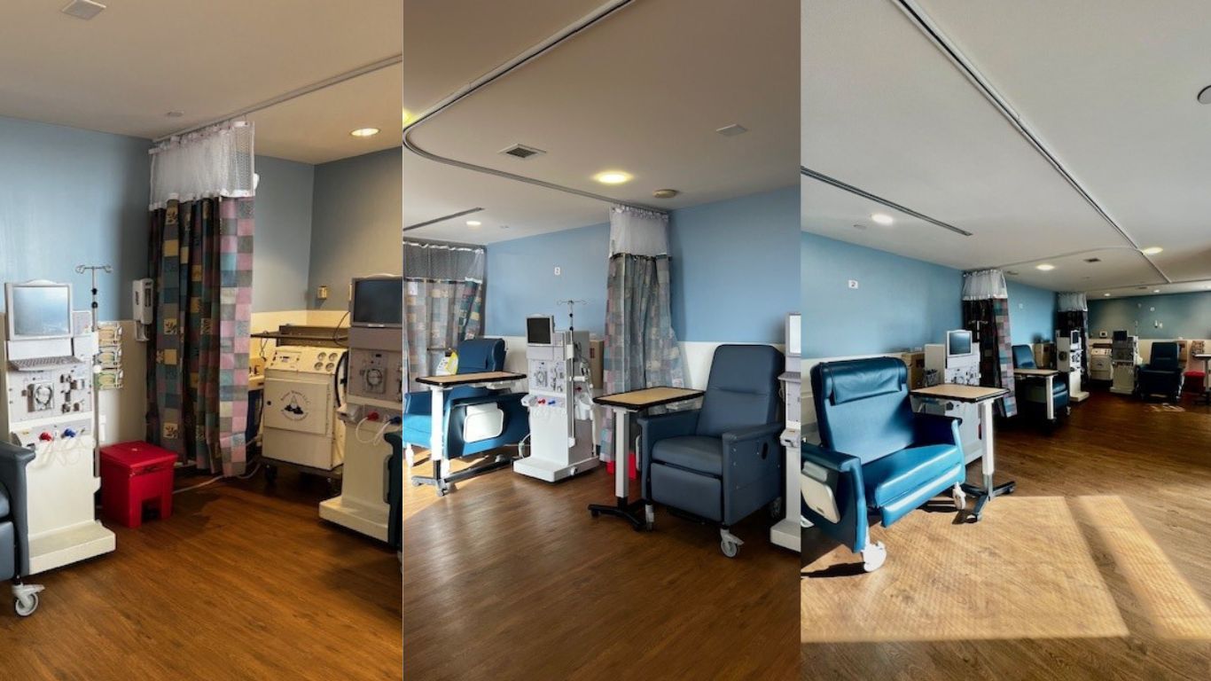 Pictures of the Penn Rehab dialysis suite at 1800 Lombard Street, Philadelphia, managed by GSPP Rehabilitation